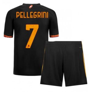 Lorenzo Pellegrini #7 AS Roma Tredje trøje Børn 2023-2024 sort Kort ærmer + korte bukser