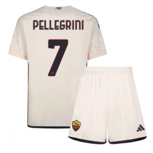 Lorenzo Pellegrini #7 AS Roma Udebanesæt Børn 2023-2024 hvid Kort ærmer + korte bukser