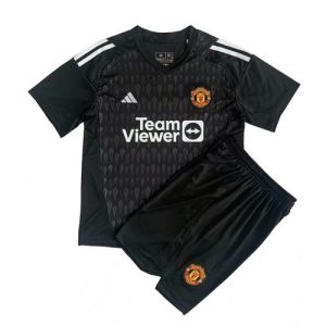 Manchester United Målmand Tredje trøje Børn 2023-24 sort Kort ærmer + korte bukser