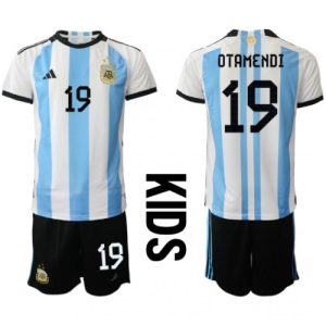 Nicolas Otamendi #19 Argentina Hjemmebanesæt Børn VM 2022 Kort ærmer + korte bukser