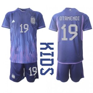 Nicolas Otamendi #19 Argentina Udebanesæt Børn VM 2022 lilla Kort ærmer + korte bukser