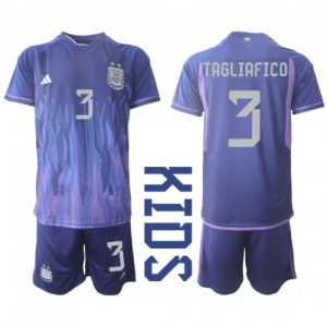 Nicolas Tagliafico #3 Argentina Udebanesæt Børn VM 2022 lilla Kort ærmer + korte bukser