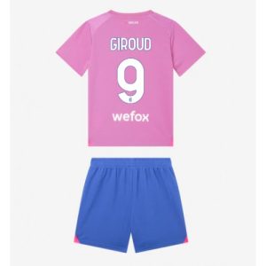 Olivier Giroud #9 AC Milan Tredje trøje Børn 2023-24 lyserød Kort ærmer + blå korte bukser