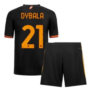 Paulo Dybala #21 AS Roma Tredje trøje Børn 2023-2024 sort Kort ærmer + korte bukser