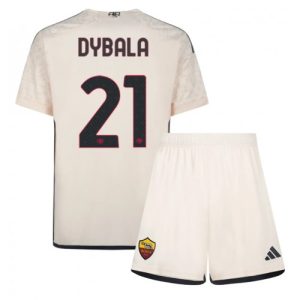 Paulo Dybala #21 AS Roma Udebanesæt Børn 2023-2024 hvid Kort ærmer + korte bukser