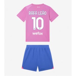Rafael Leao #10 AC Milan Tredje trøje Børn 2023-24 lyserød Kort ærmer + blå korte bukser