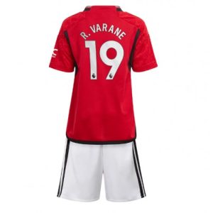 Raphael Varane #19 Manchester United Hjemmebanesæt Børn 2023-24 Kort ærmer + korte bukser