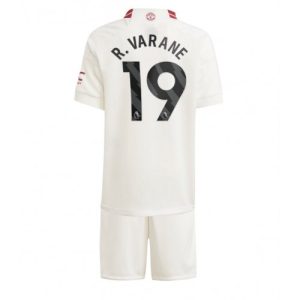 Raphael Varane #19 Manchester United Tredje trøje Børn 2023-24 hvid Kort ærmer + korte bukser