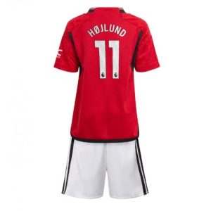 Rasmus Hojlund #11 Manchester United Hjemmebanesæt Børn 2023-24 Kort ærmer + korte bukser