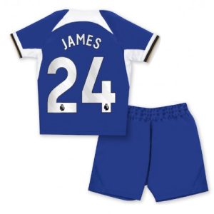 Reece James #24 Chelsea Hjemmebanesæt Børn 2023-2024 Kort ærmer + korte bukser