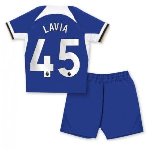 Romeo Lavia #45 Chelsea Hjemmebanesæt Børn 2023-2024 Kort ærmer + korte bukser