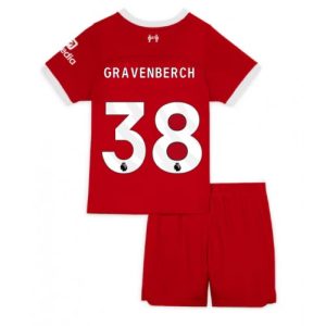 Ryan Gravenberch #38 Liverpool Hjemmebanesæt Børn 2023-2024 Kort ærmer + korte bukser