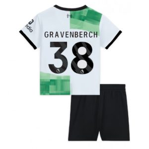 Ryan Gravenberch #38 Liverpool Udebanesæt Børn 2023-2024 Kort ærmer + korte bukser