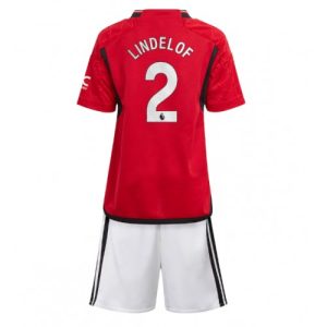 Victor Lindelof #2 Manchester United Hjemmebanesæt Børn 2023-24 Kort ærmer + korte bukser
