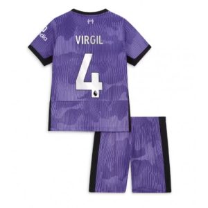 Virgil van Dijk #4 Liverpool Tredje trøje Børn 2023-2024 Kort ærmer + korte bukser
