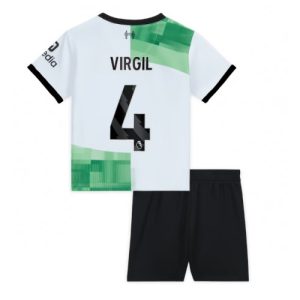 Virgil van Dijk #4 Liverpool Udebanesæt Børn 2023-2024 Kort ærmer + korte bukser