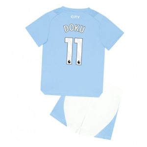 Jeremy Doku #11 Manchester City Hjemmebanesæt Børn 2023-24 Kort ærmer + korte bukser