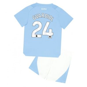 Josko Gvardiol #24 Manchester City Hjemmebanesæt Børn 2023-24 Kort ærmer + korte bukser