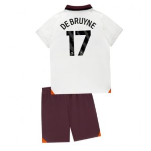 Kevin De Bruyne #17 Manchester City Udebanesæt Børn 2023-24 hvid Kort ærmer + rød korte bukser