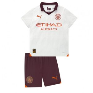 Manchester City Udebanesæt Børn 2023-24 hvid Kort ærmer + rød korte bukser