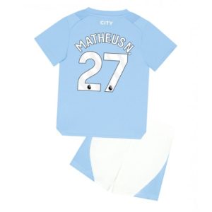 Matheus Nunes #27 Manchester City Hjemmebanesæt Børn 2023-24 Kort ærmer + korte bukser