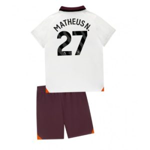 Matheus Nunes #27 Manchester City Udebanesæt Børn 2023-24 hvid Kort ærmer + rød korte bukser