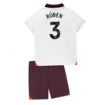 Ruben Dias #3 Manchester City Udebanesæt Børn 2023-24 hvid Kort ærmer + rød korte bukser
